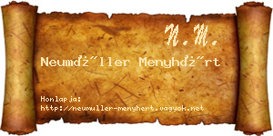 Neumüller Menyhért névjegykártya